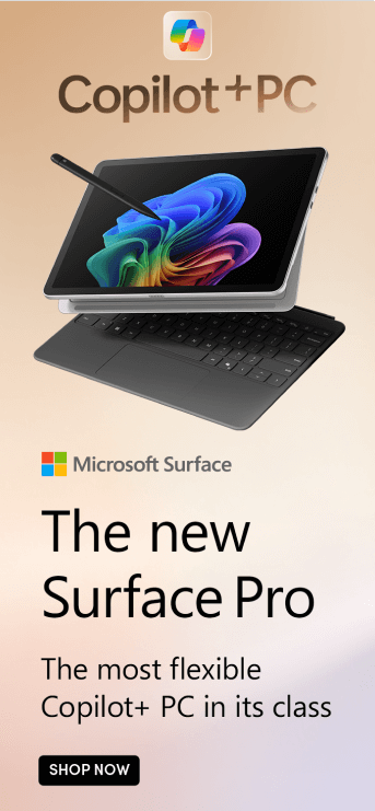 Microsoft Surface The new Surface Pro  The most flexible Copilot+ PC in its class Shop Now