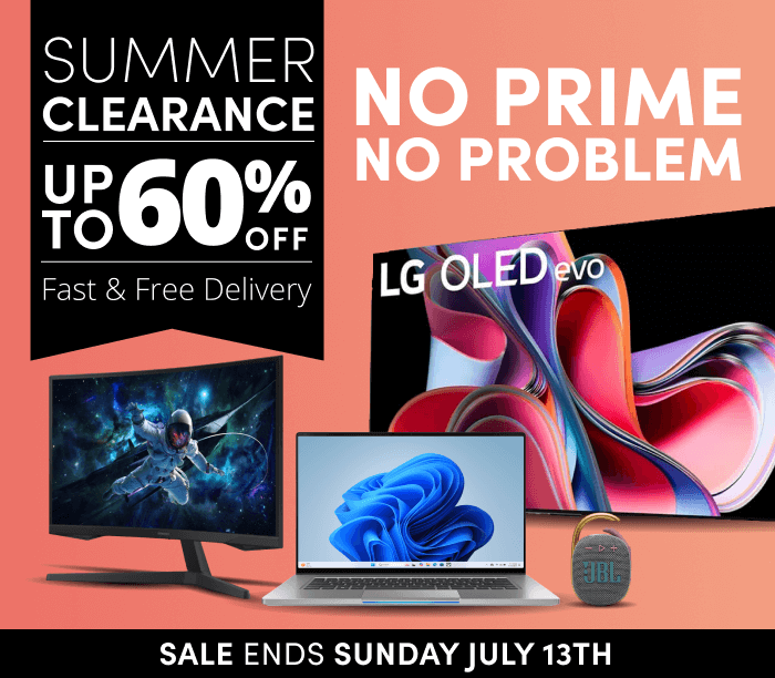 Summer Clearance Up to 60% Off Fast & Free Delivery No Prime No Problem Sale ends Sunday July 13th