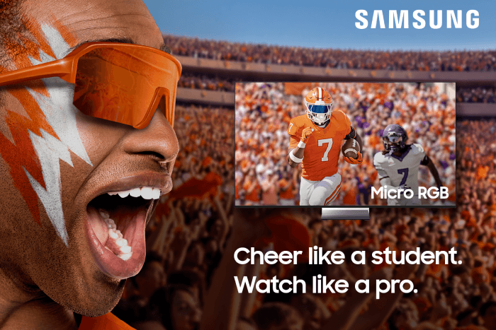 Samsung Cheer like a student Watch like a pro.