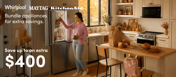 Whirlpool Maytag KitchenAid Bundle appliances for extra saving