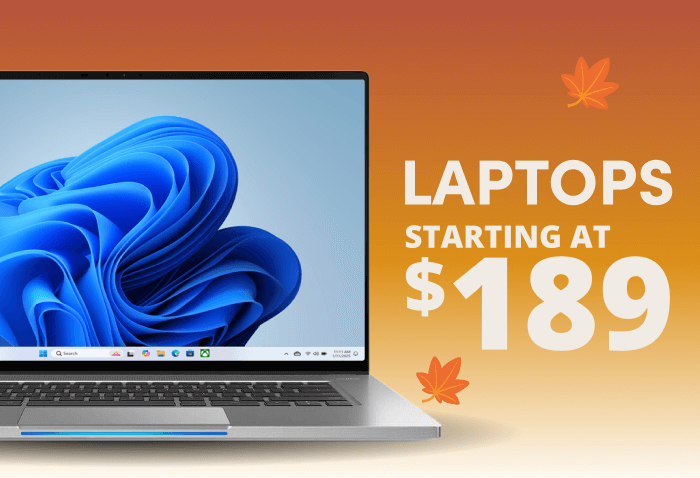 Laptops Starting at $189