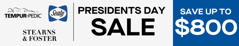 Tempur Pedic Sealy Stearns and Foster presidents Day Sale Save up to $800