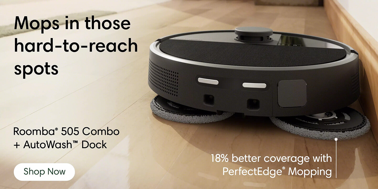 Mops in those hard-to-reach spots Roomba505 Combo + AutoWash Dock