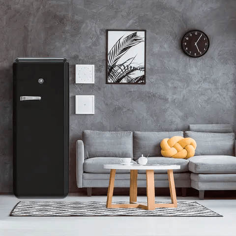 Brama retro fridge in a lounge area