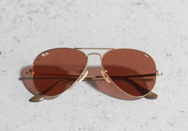Ray-Ban gold-framed aviators with tinted lenses
