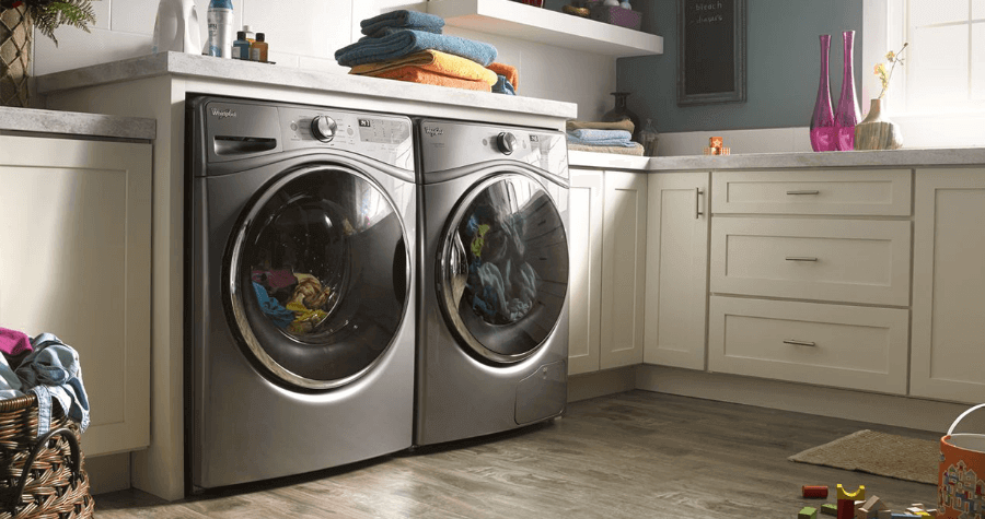 Whirlpool Washer and Dryer in Laundry Room