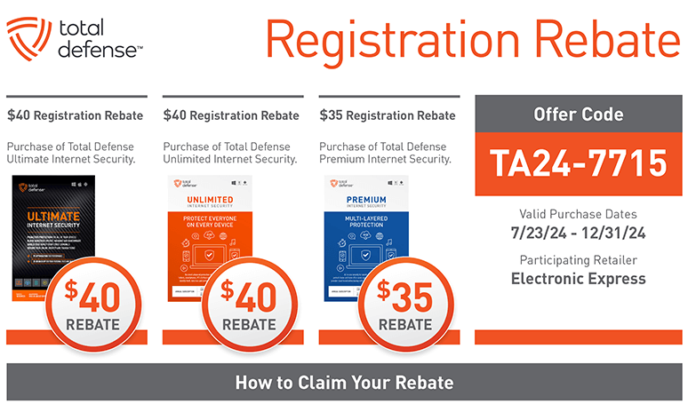 Total Defense Registration TA24-7715 Rebate Rebates Image