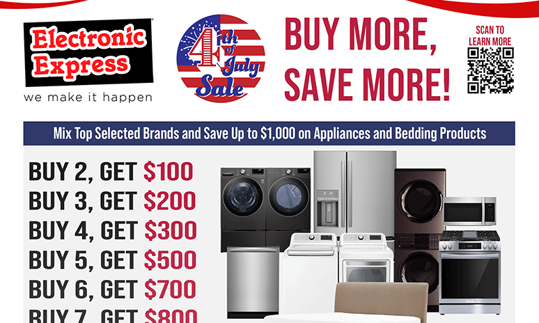 Electronic Express 4th of July Sale Buy More Save More Appliances Rebates Image