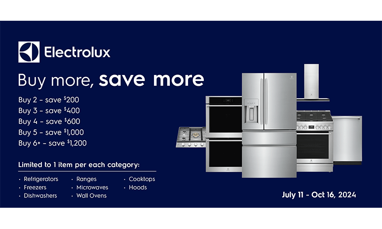 Rebates Image - Electrolux Kitchen Buy More, Save More July 2024 Rebate