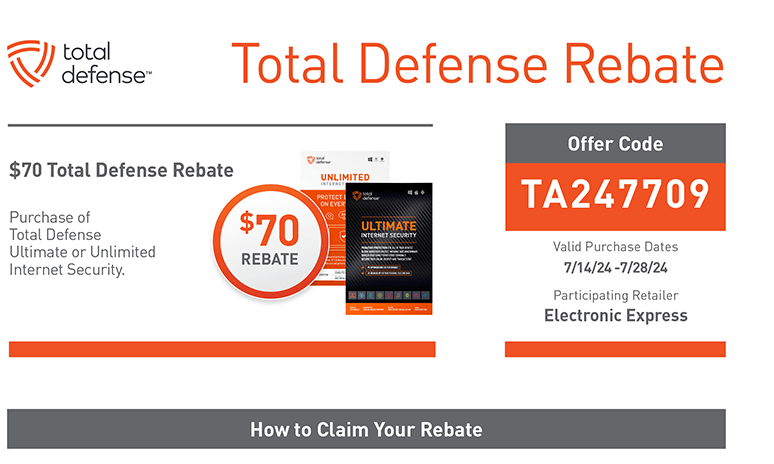 Total Defense Registration TA247709 Rebate Rebates Image