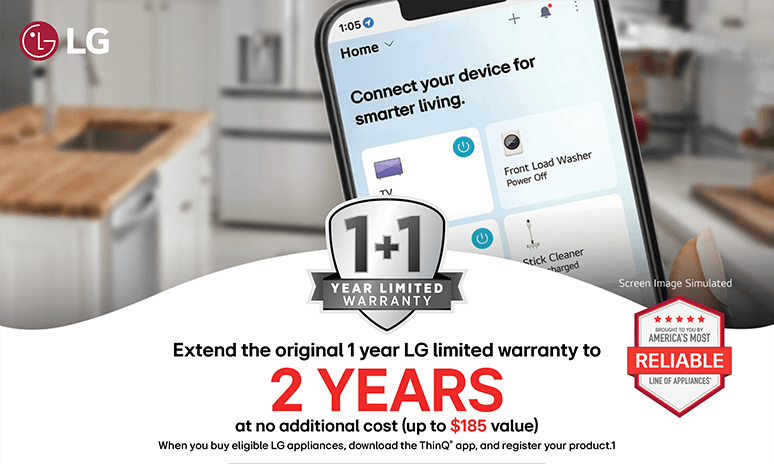 LG 1+1 Year Limited Warranty Rebate Rebates Image