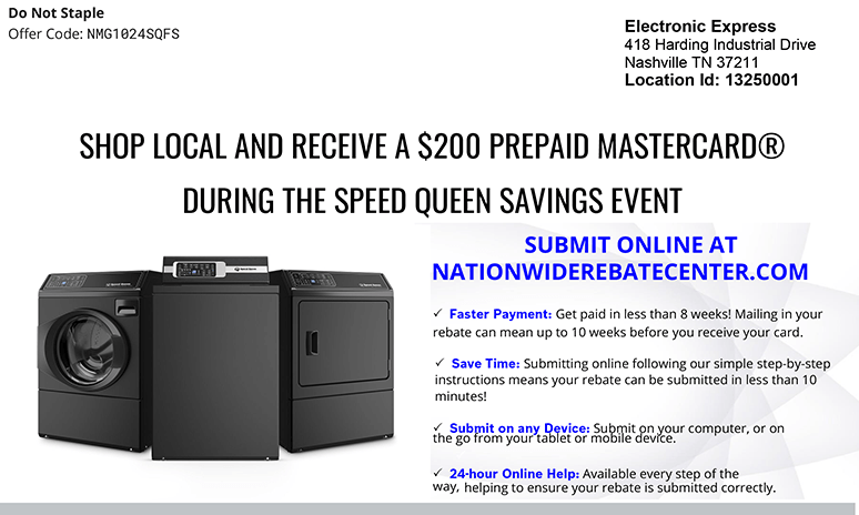 Rebates Image - Speed Queen Shop Local Rebate