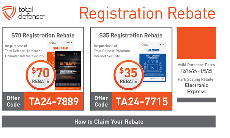 Total Defense Registration TA24-7889 TA24-7715 Rebate Rebates Image