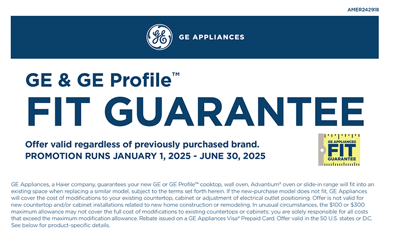 GE & GE Profile Fit Guarantee Rebate Rebates Image